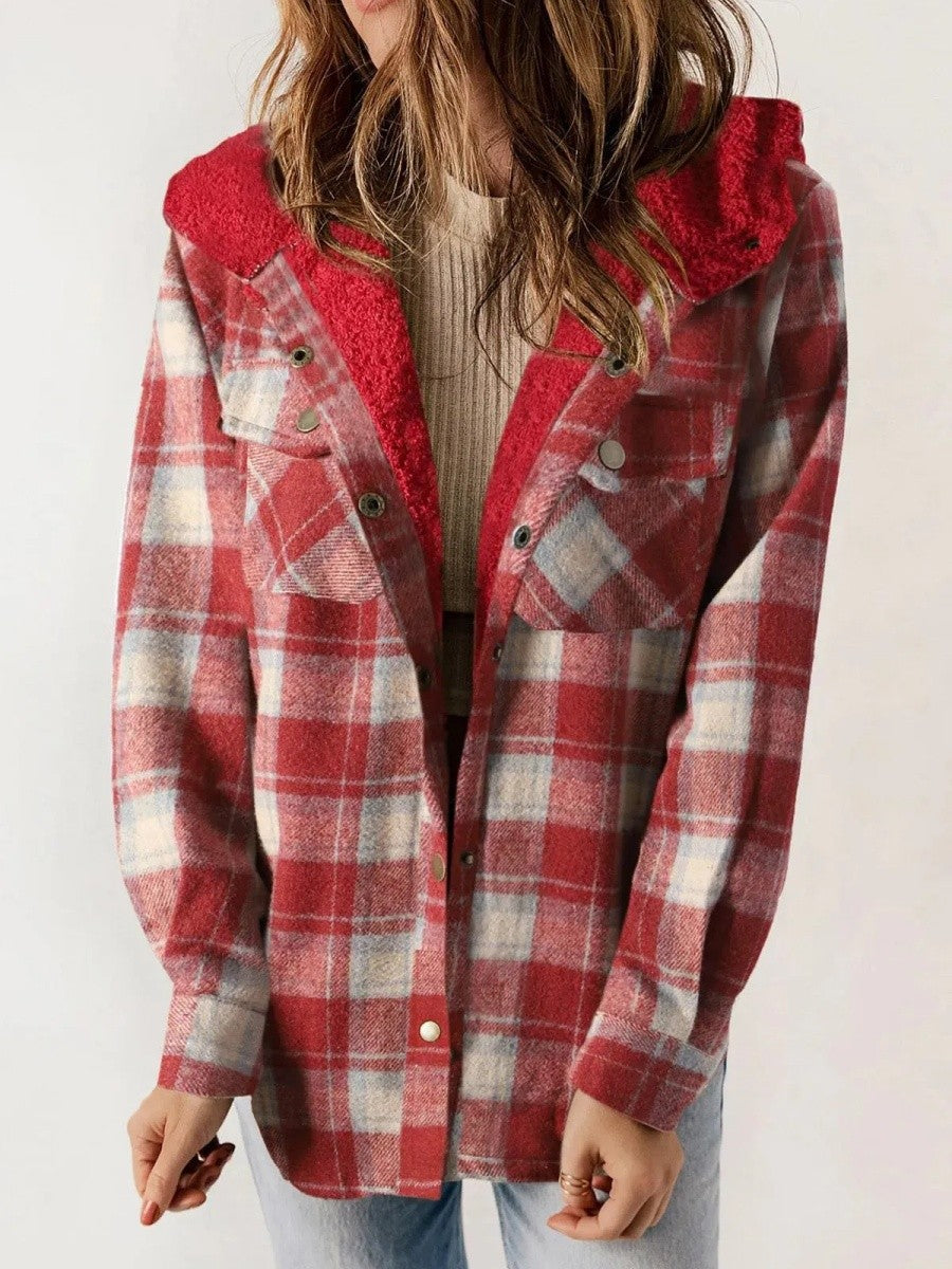 Veste à Carreaux Doublée en Polaire | Confortable et Élégante avec Capuche