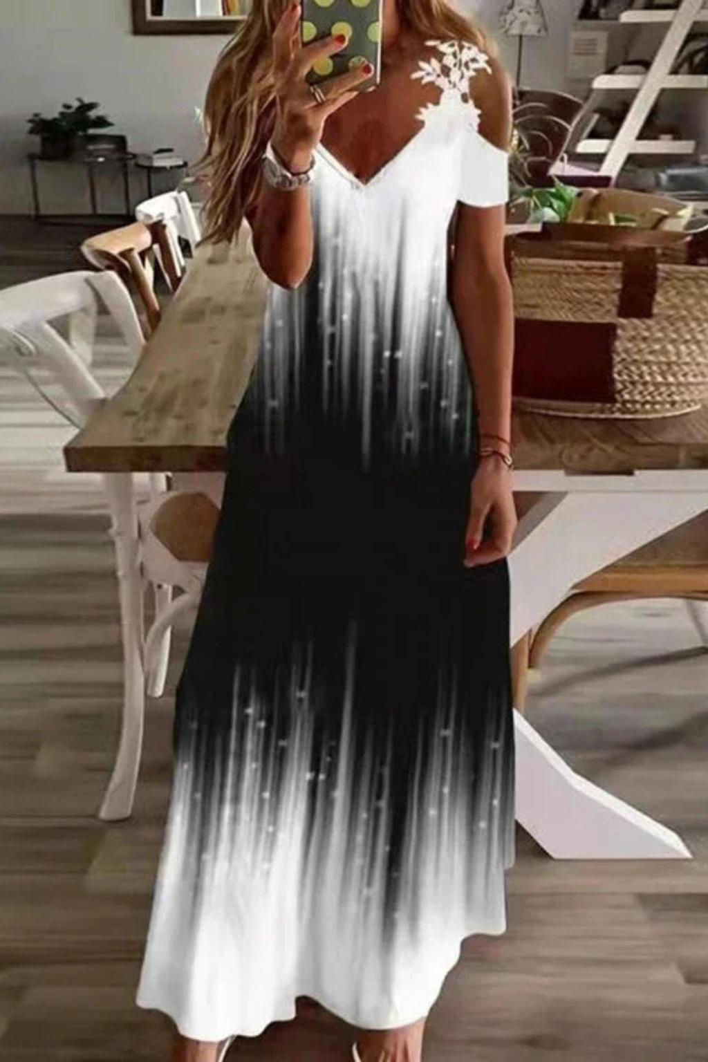 Robe Longue Fleurie Femme | Épaules Dénudées Élégantes