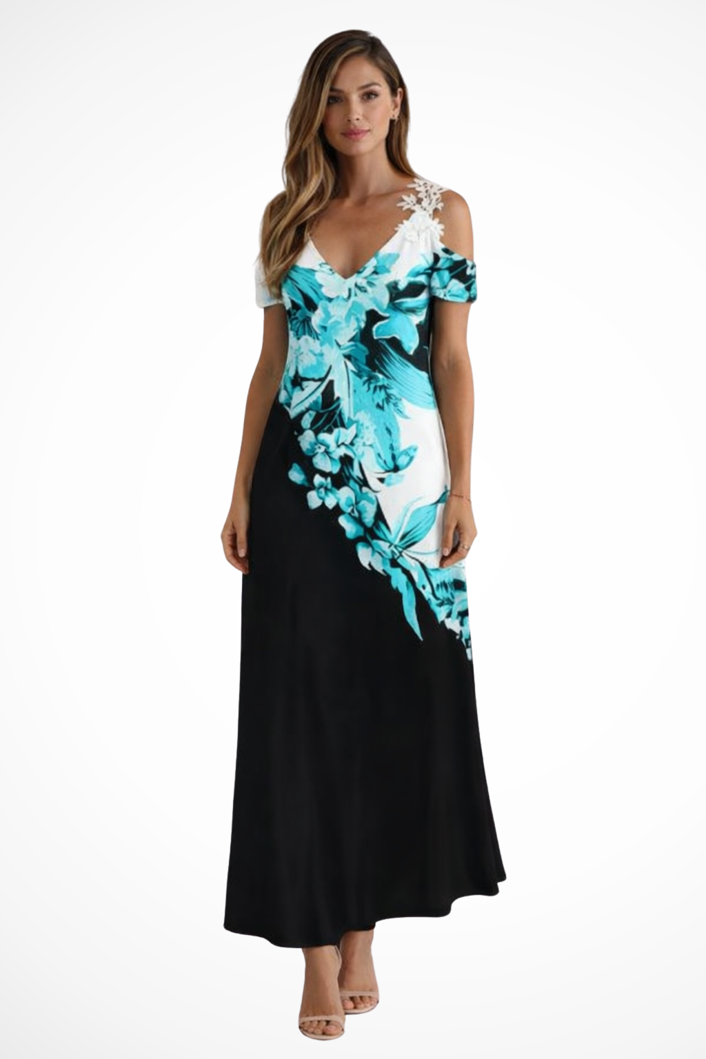 Robe Longue Fleurie Femme | Épaules Dénudées Élégantes