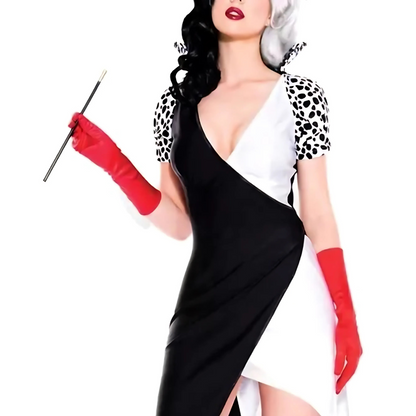 Robe de Méchant Glamour pour Femmes | Jupe Asymétrique et Manches Bouffantes