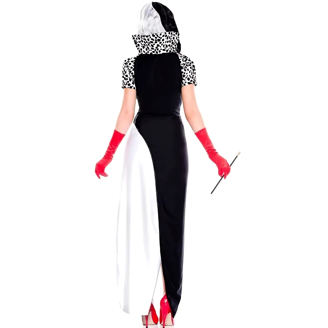 Robe de Méchant Glamour pour Femmes | Jupe Asymétrique et Manches Bouffantes
