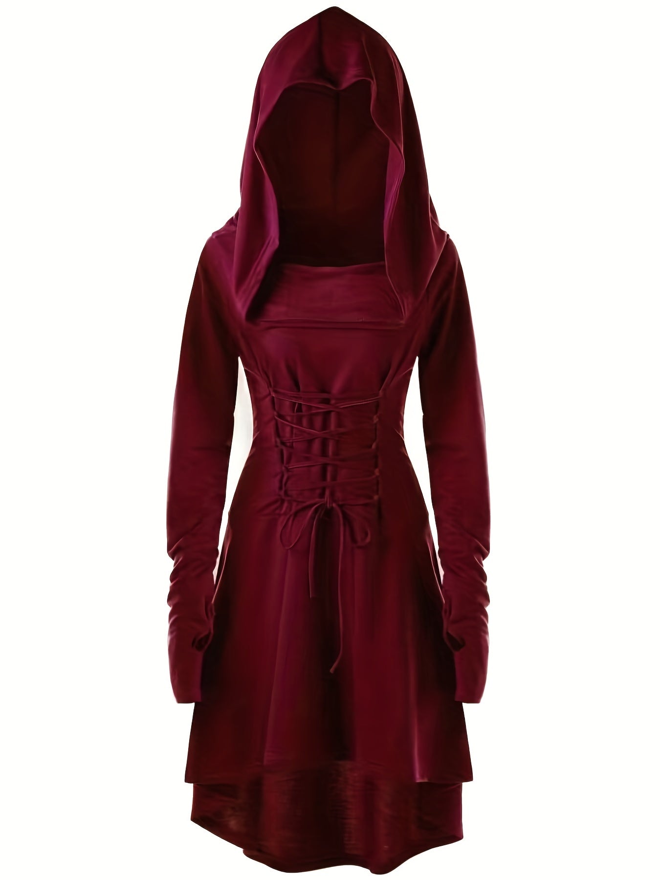 Robe Halloween Gothique à Lacets | Élégance Mystérieuse avec Capuche