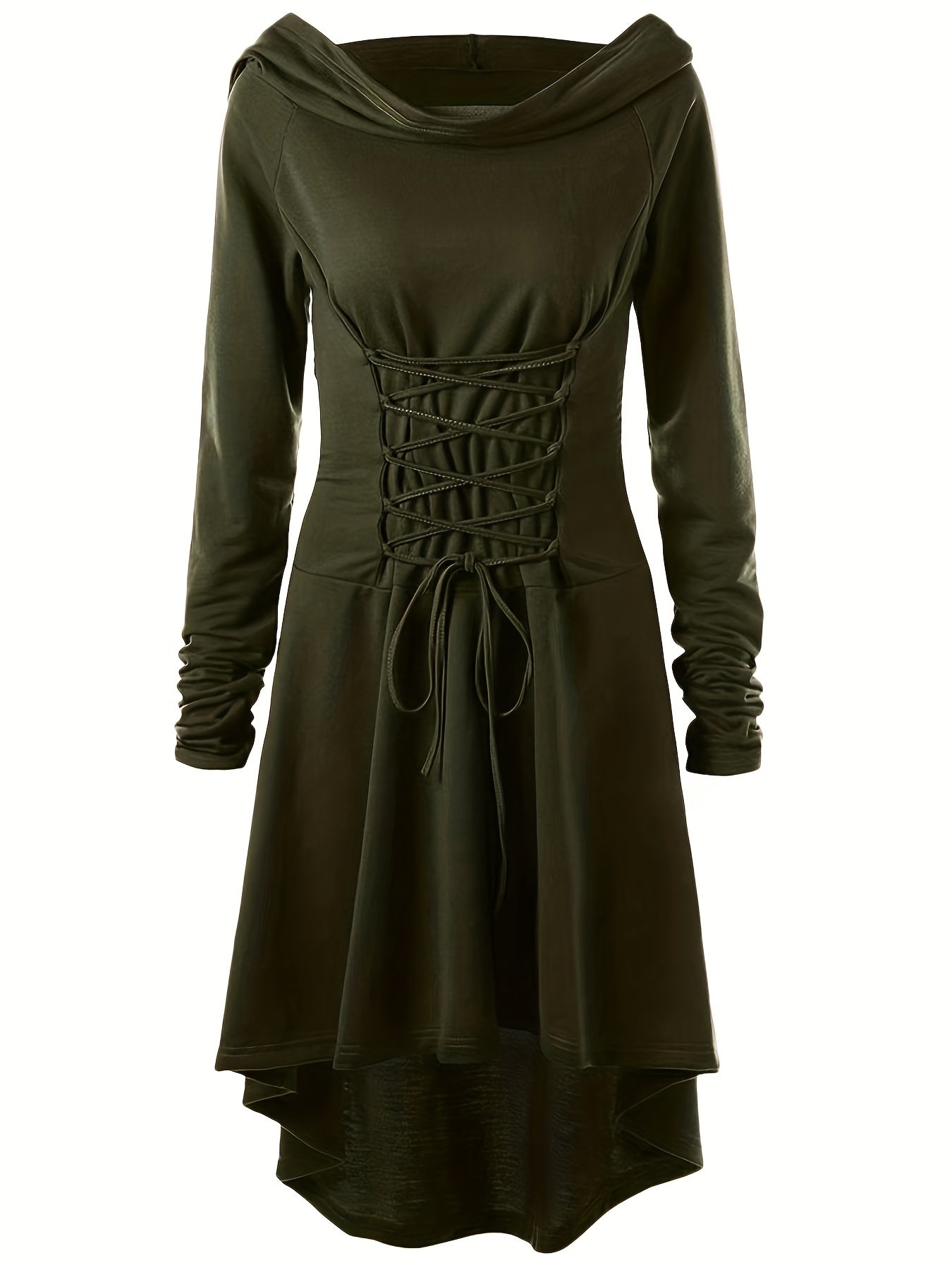 Robe Halloween Gothique à Lacets | Élégance Mystérieuse avec Capuche