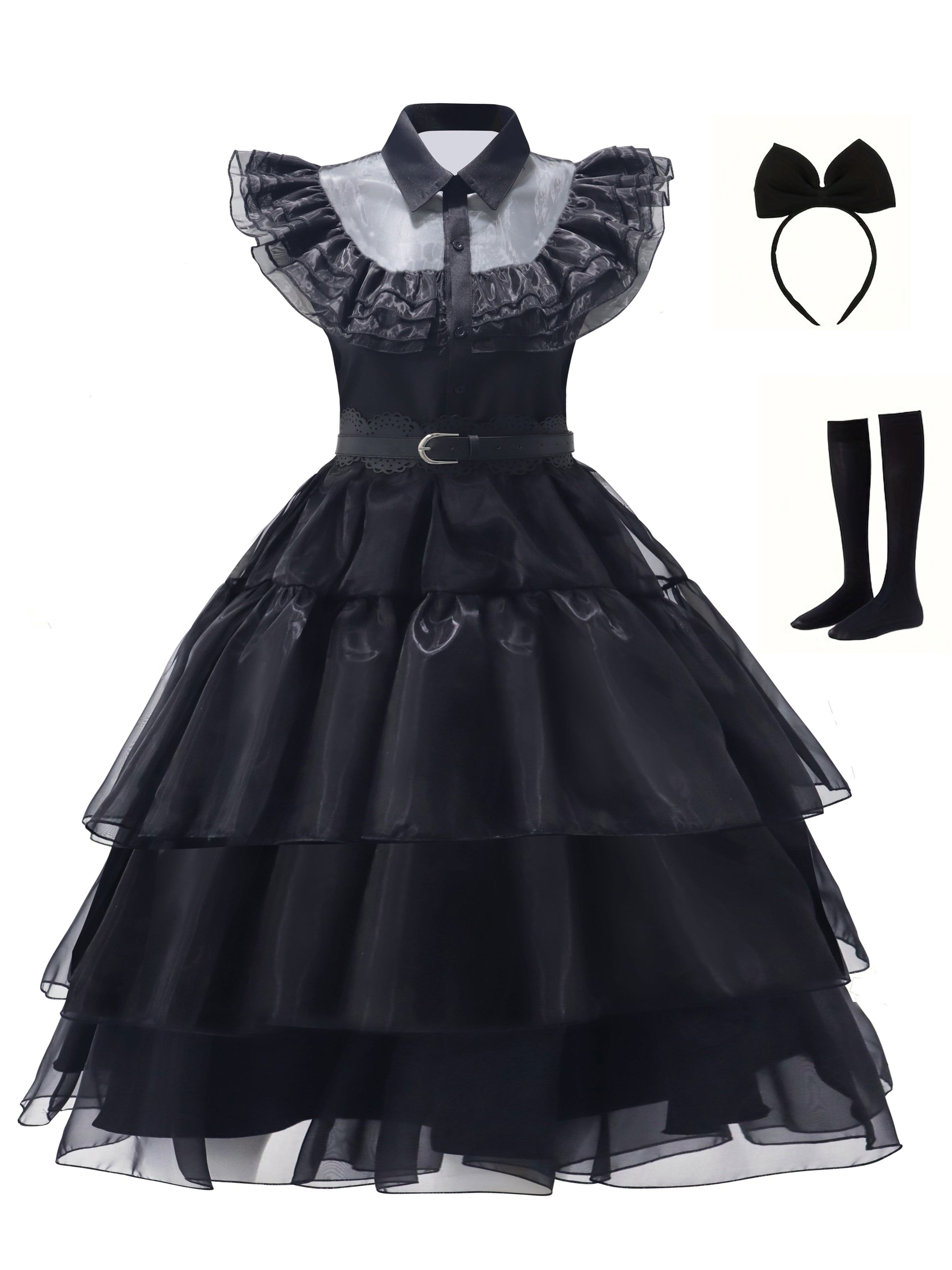 Robe Gothique à Volants pour Femmes | Ensemble Costume Complet avec Accessoires