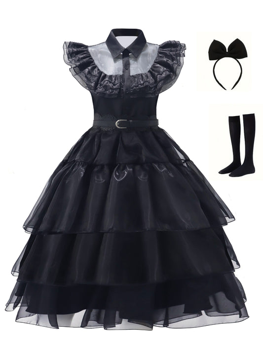 Robe Gothique à Volants pour Femmes | Ensemble Costume Complet avec Accessoires