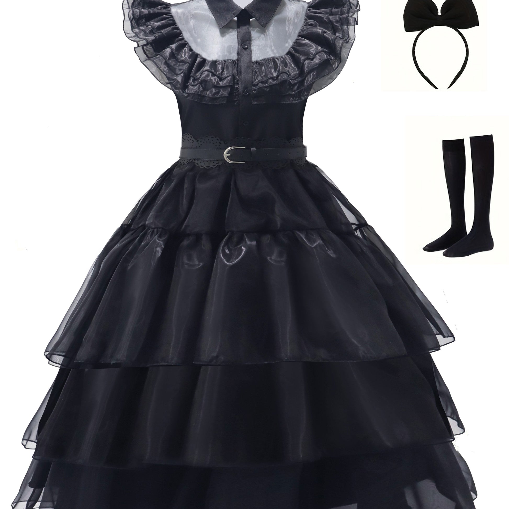Robe Gothique à Volants pour Femmes | Ensemble Costume Complet avec Accessoires