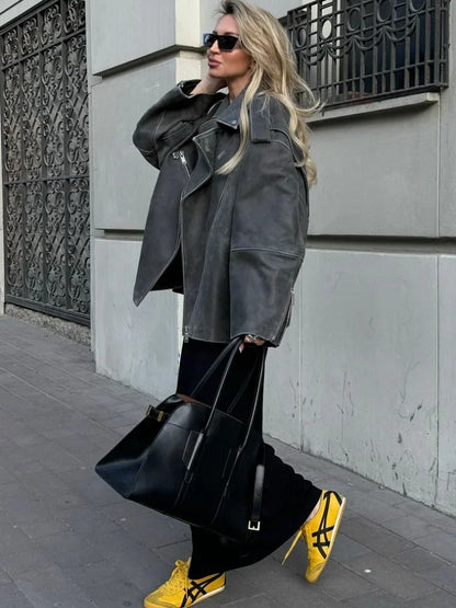 Veste en Suède Grise pour Femmes | Confort et Style pour l'Automne