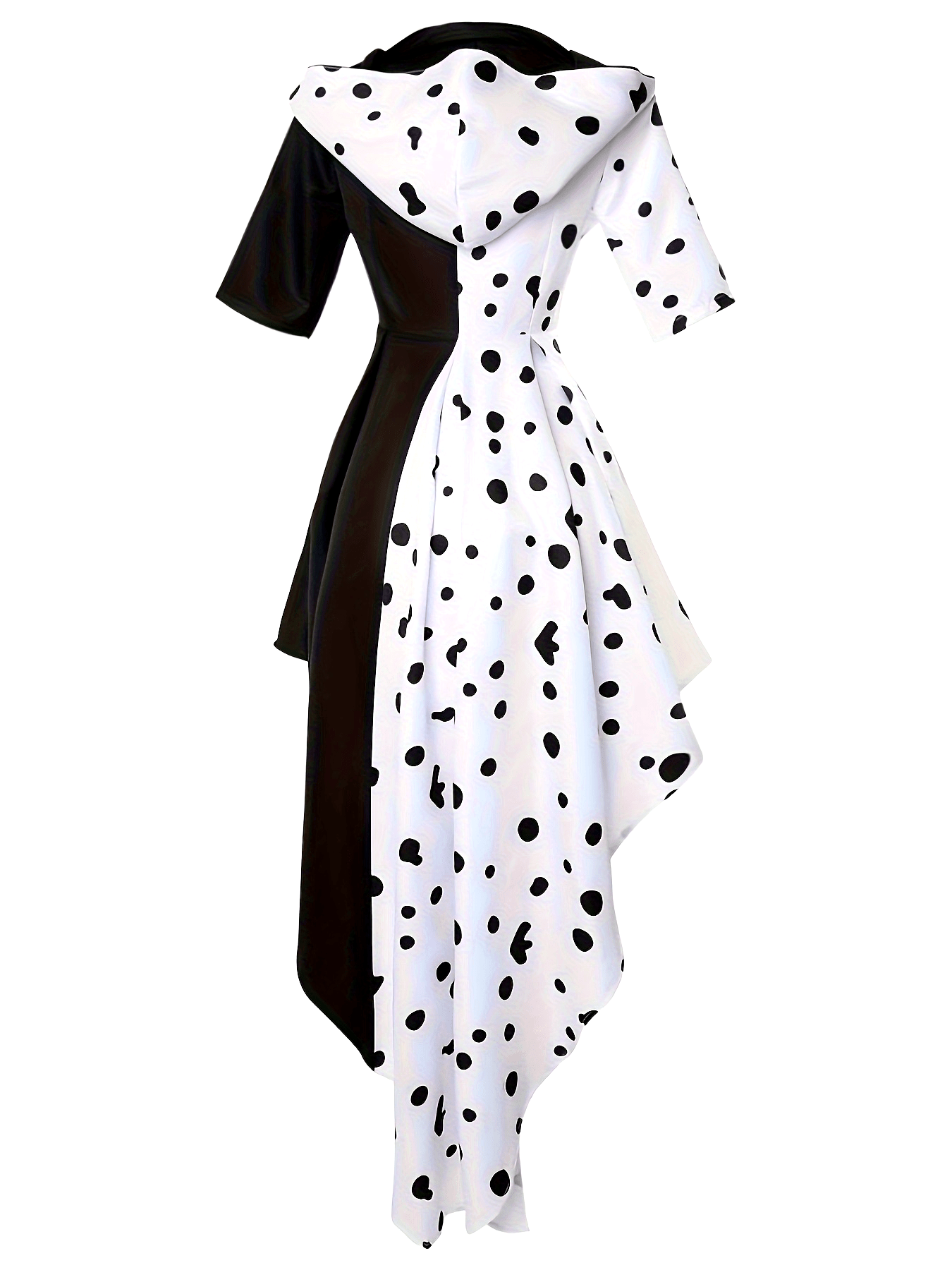 Robe de Costume Halloween Dalmatien | Design Asymétrique à Capuche et Confort
