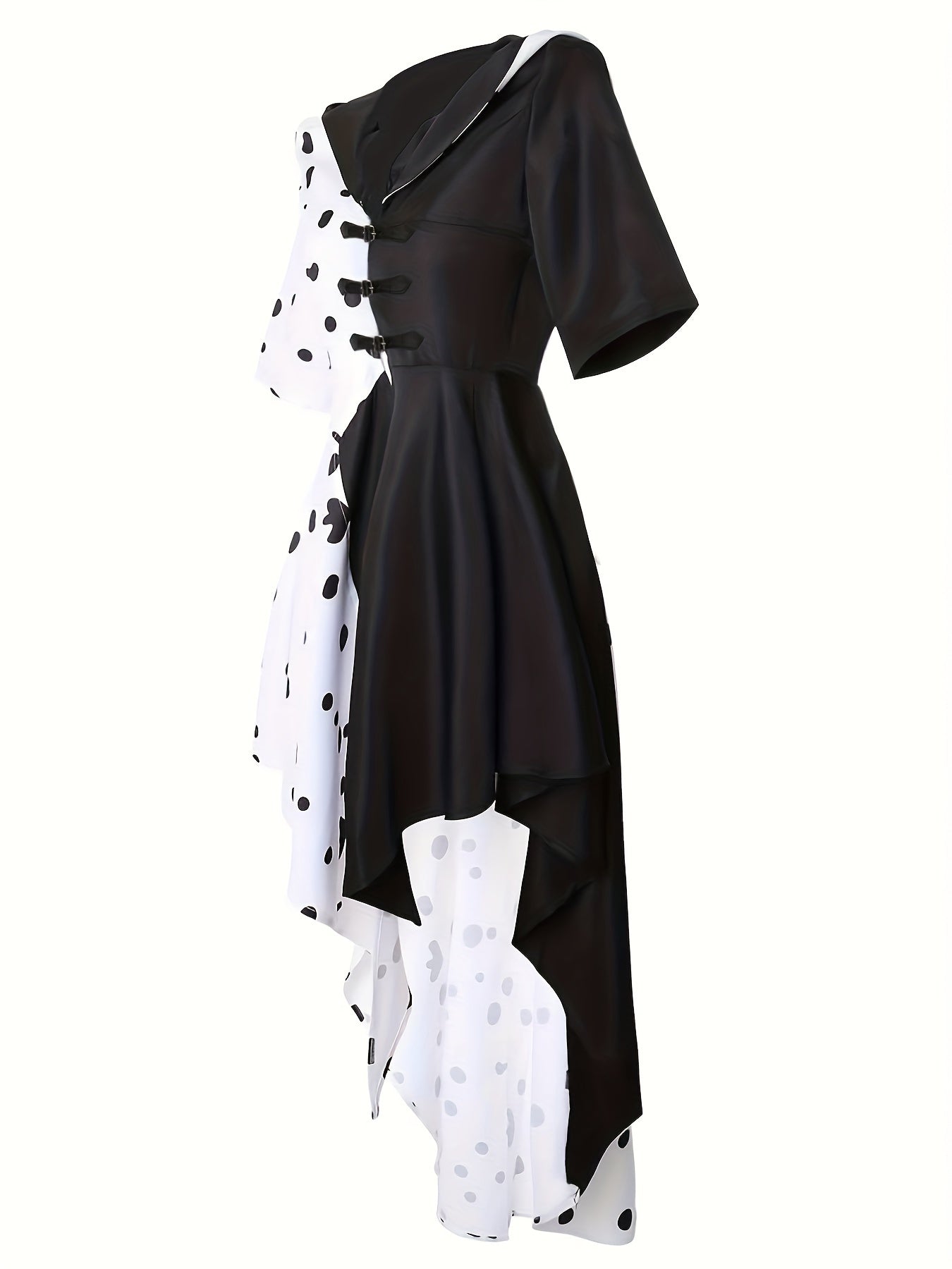 Robe de Costume Halloween Dalmatien | Design Asymétrique à Capuche et Confort