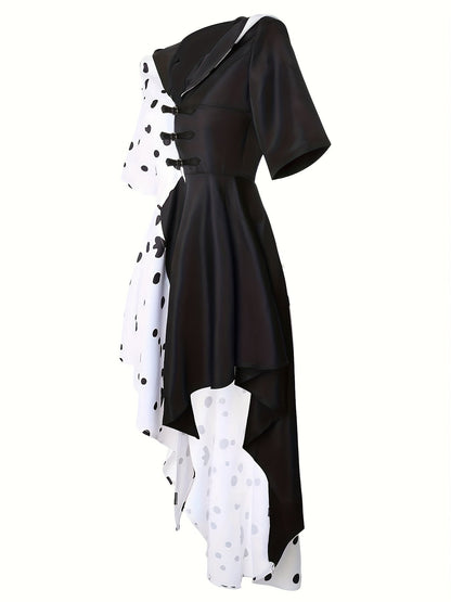 Robe de Costume Halloween Dalmatien | Design Asymétrique à Capuche et Confort