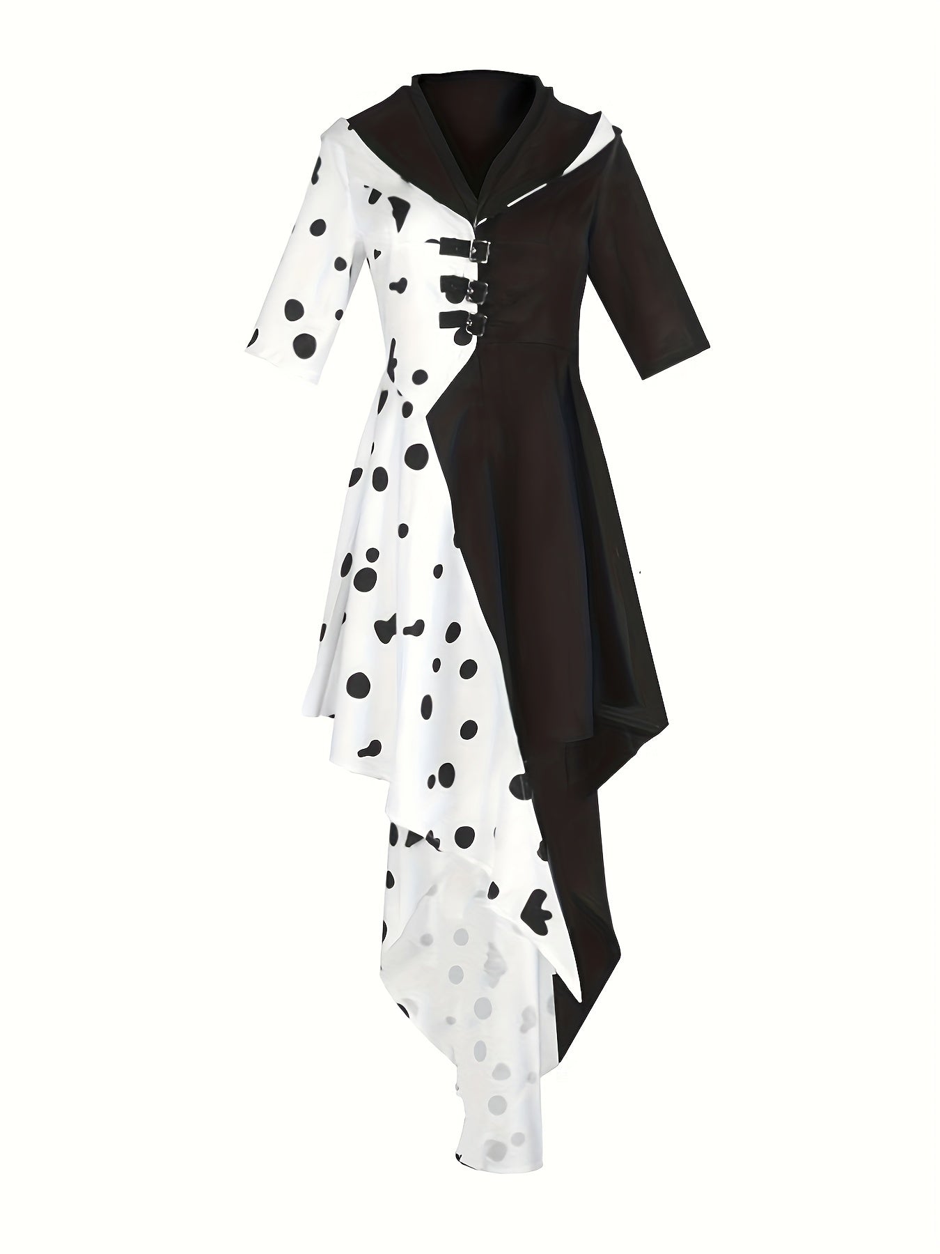 Robe de Costume Halloween Dalmatien | Design Asymétrique à Capuche et Confort
