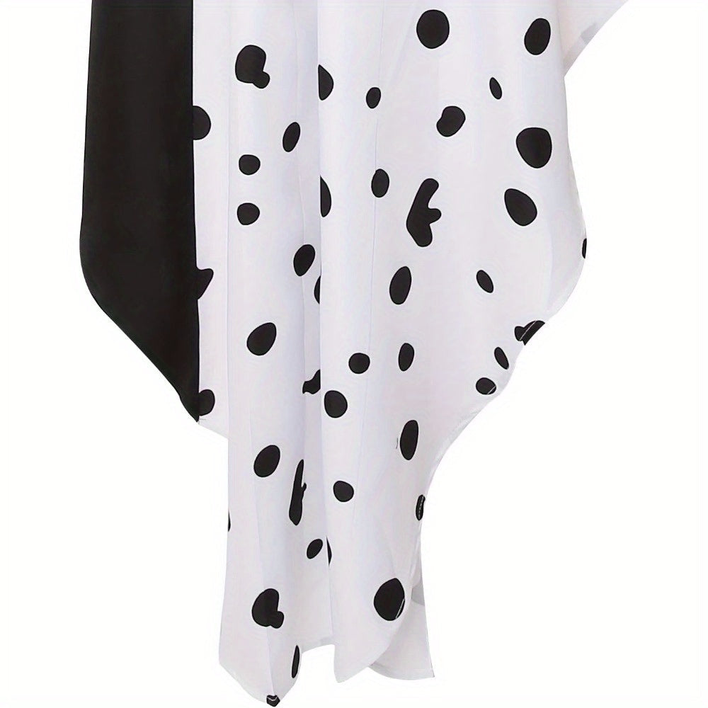 Robe de Costume Halloween Femme | Style Dalmate avec Capuche Asymétrique