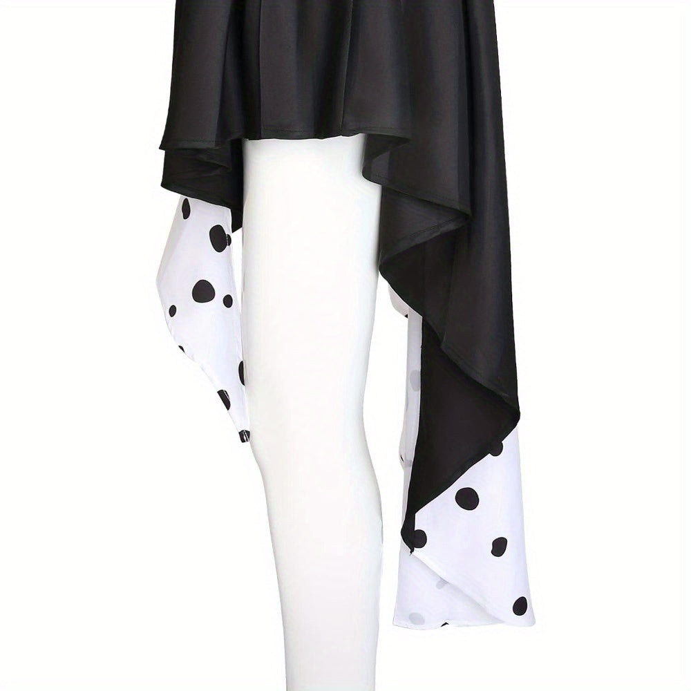 Robe de Costume Halloween Femme | Style Dalmate avec Capuche Asymétrique
