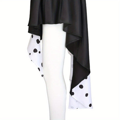 Robe de Costume Halloween Femme | Style Dalmate avec Capuche Asymétrique