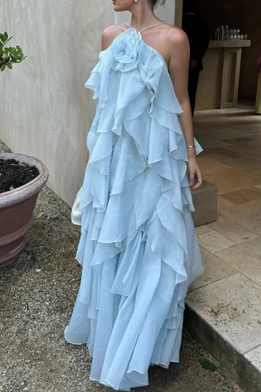 Robe de Soirée Maxi Halter | Élégante et Fluide pour Occasions