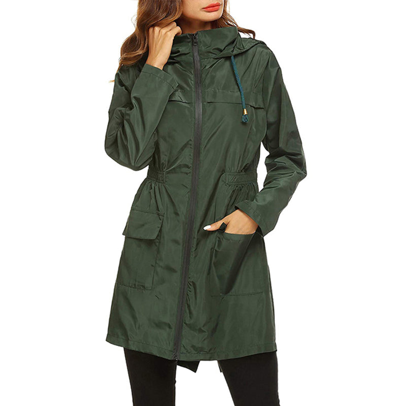 Manteau de Pluie Léger pour Femmes | Taille Cintrée et Pliable, Résistant à l'Eau