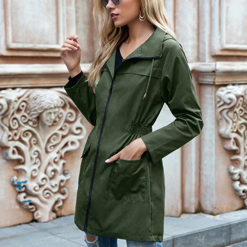 Manteau Long de Pluie pour Femmes | Capuche Ajustable et Coupe Détendue