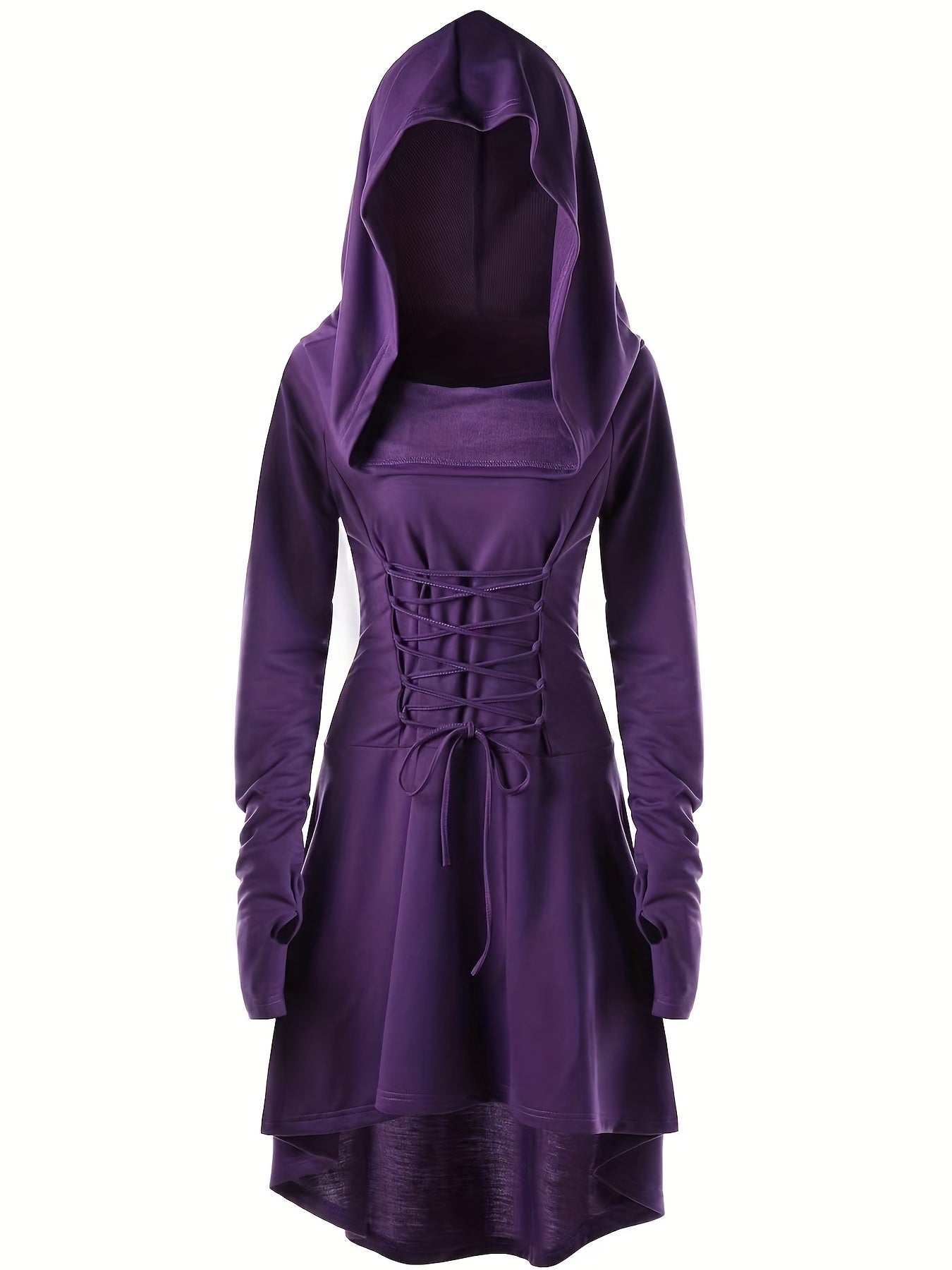 Robe de Costume Médiévale pour Femmes | Look Gothique avec Capuche et Lacets