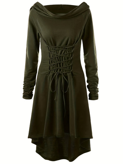 Robe de Costume Médiévale pour Femmes | Look Gothique avec Capuche et Lacets