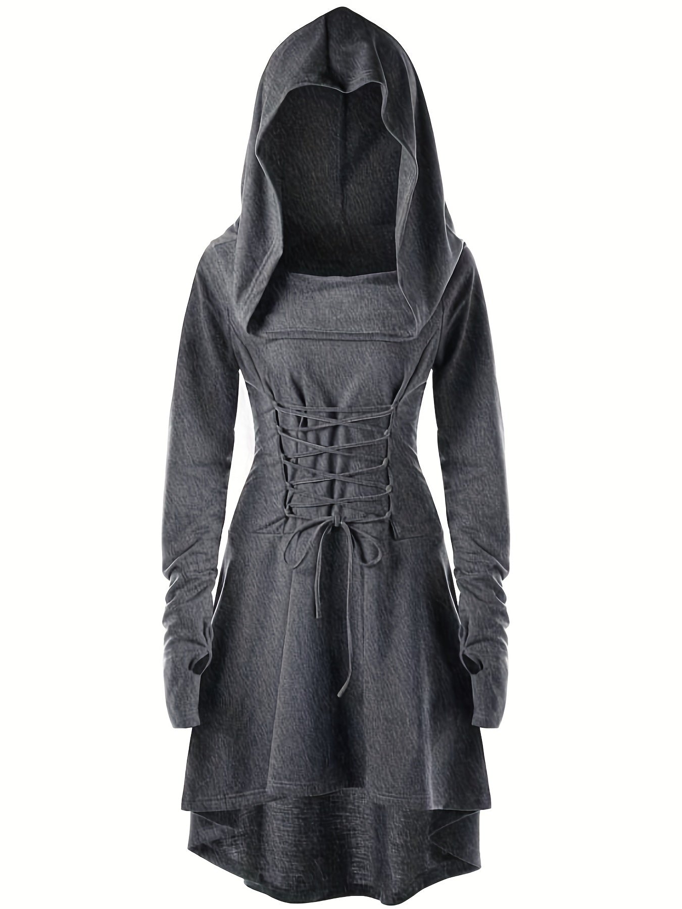 Robe de Costume Médiévale pour Femmes | Look Gothique avec Capuche et Lacets