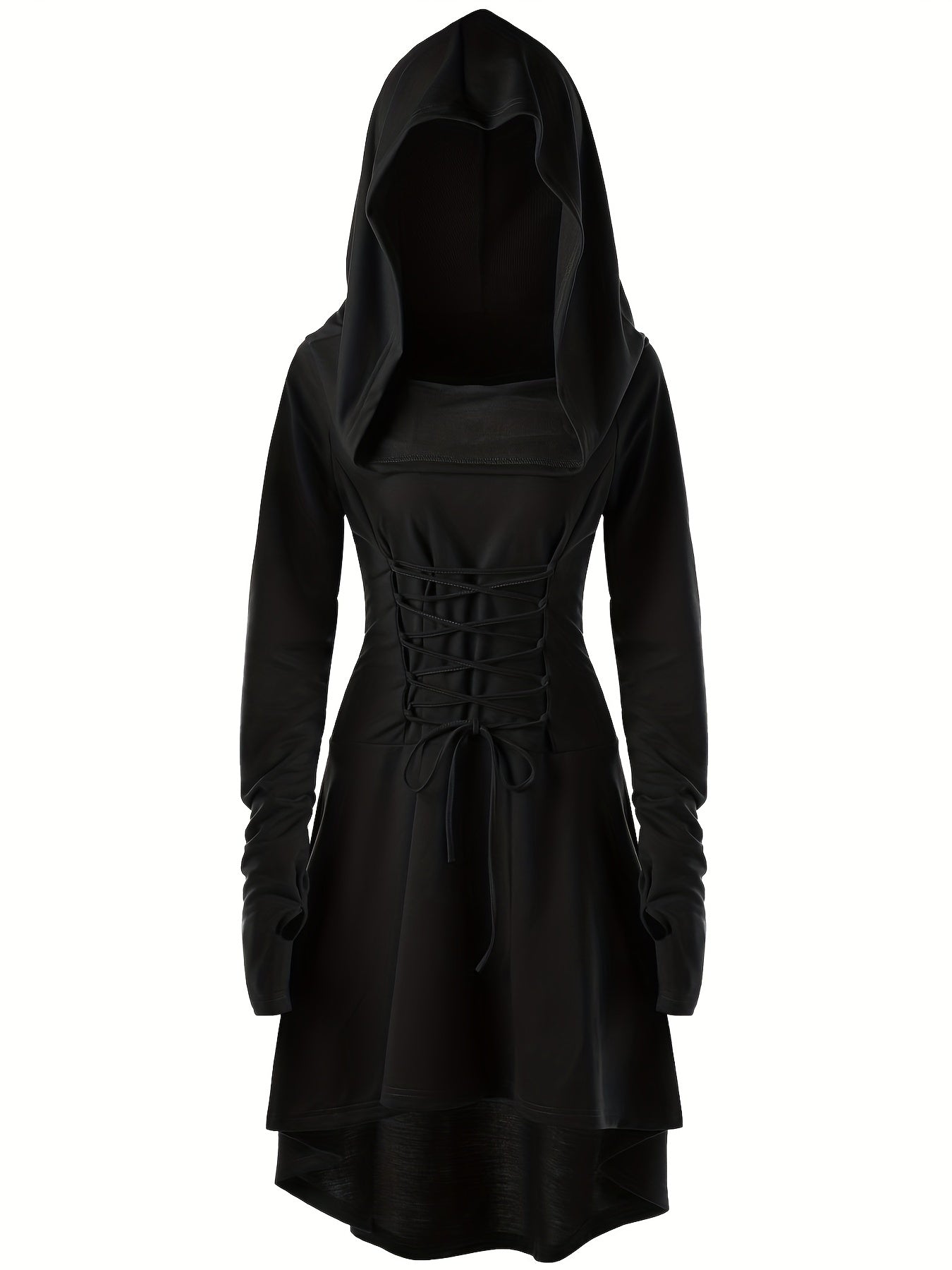 Robe de Costume Médiévale pour Femmes | Look Gothique avec Capuche et Lacets