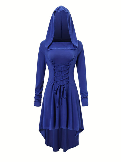 Robe de Costume Médiévale pour Femmes | Look Gothique avec Capuche et Lacets