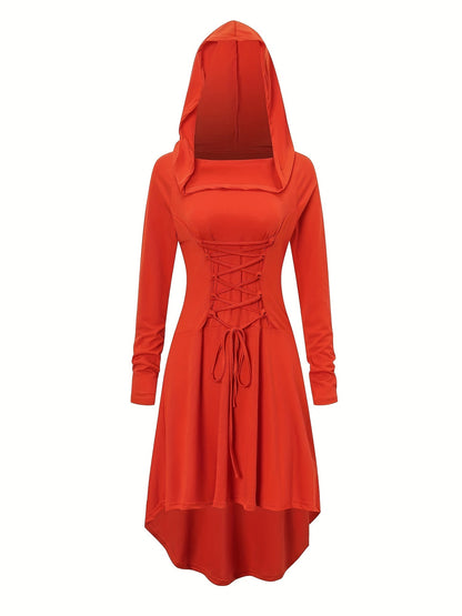 Robe de Costume Médiévale pour Femmes | Look Gothique avec Capuche et Lacets