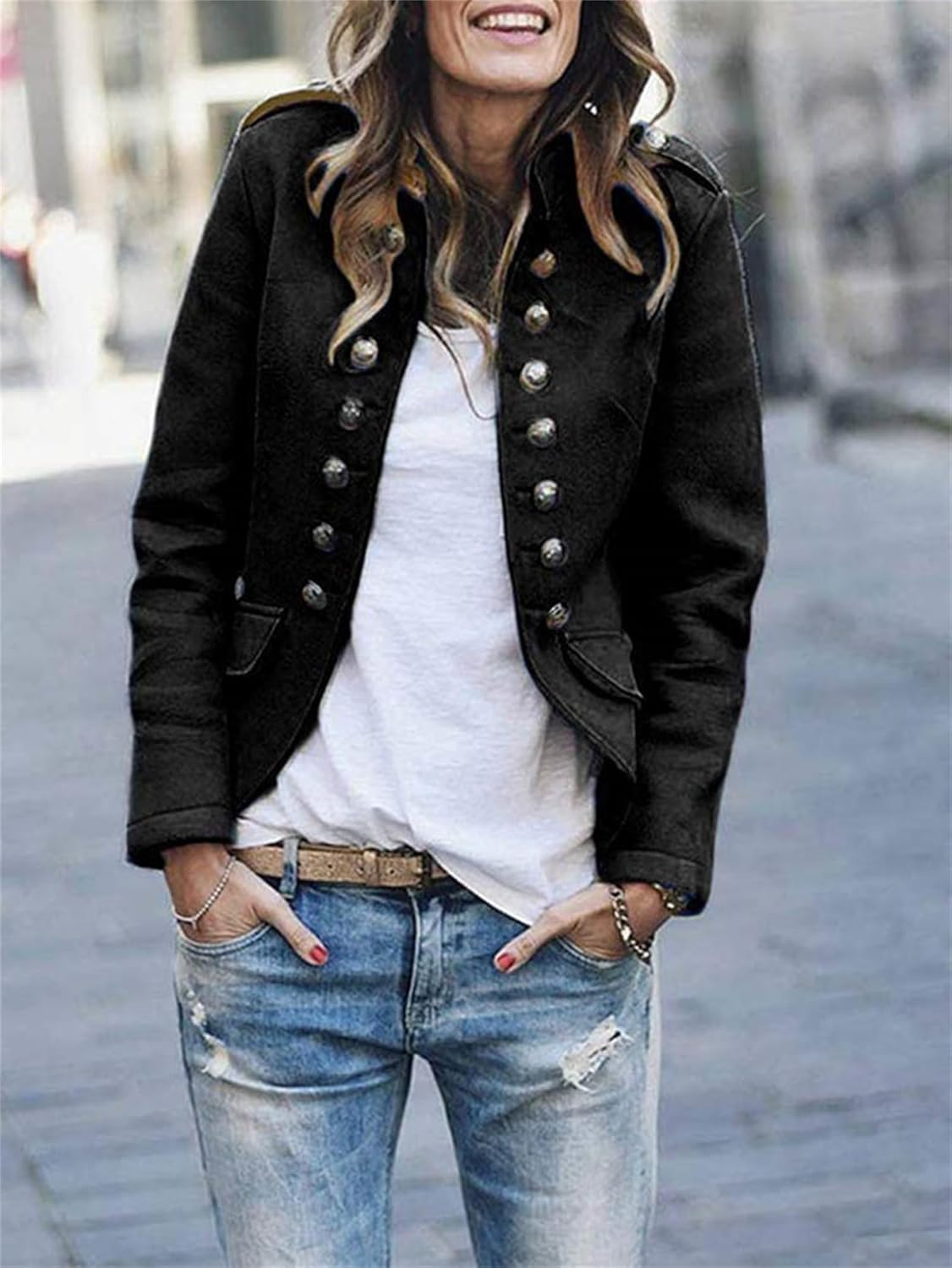 Veste Militaire Femme Chic | Coupe Structurée et Épaulières