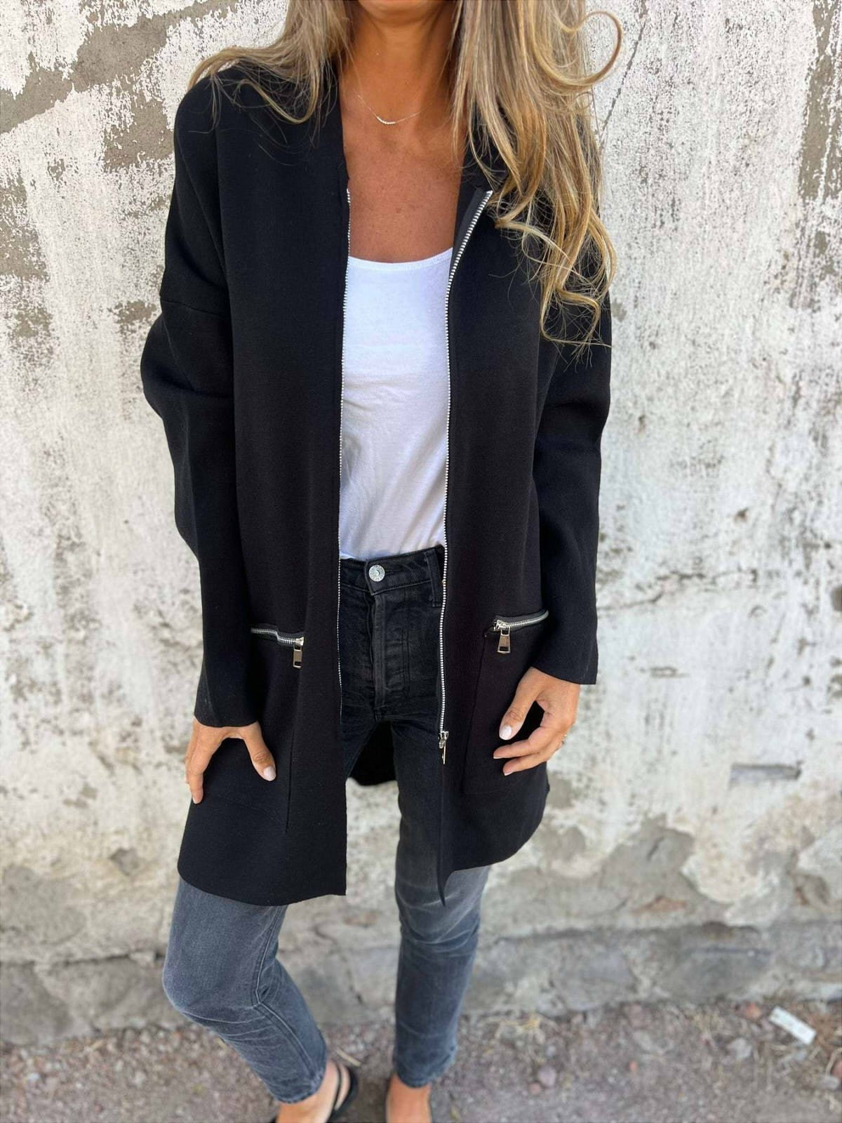 Veste à Capuche Oversize pour Femmes | Manteau Long avec Poches Zippées