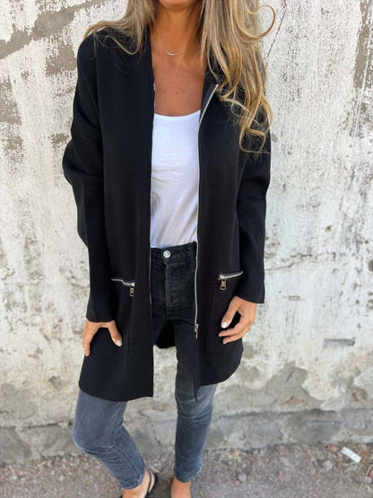 Veste à Capuche Oversize pour Femmes | Manteau Long avec Poches Zippées