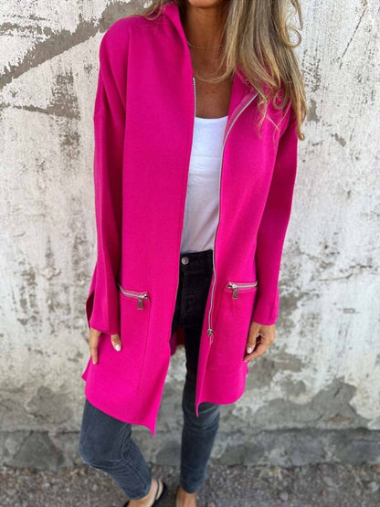 Veste à Capuche Oversize pour Femmes | Manteau Long avec Poches Zippées