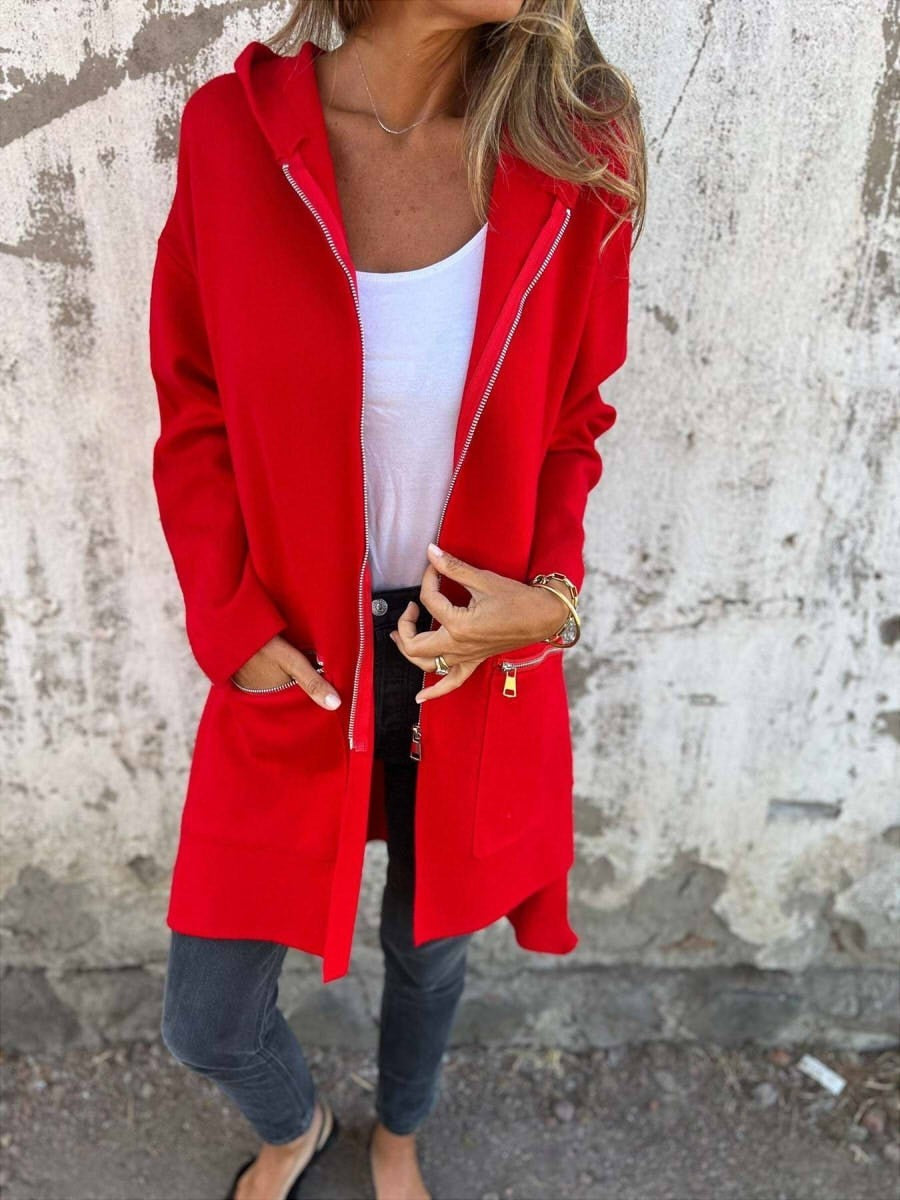 Veste à Capuche Oversize pour Femmes | Manteau Long avec Poches Zippées