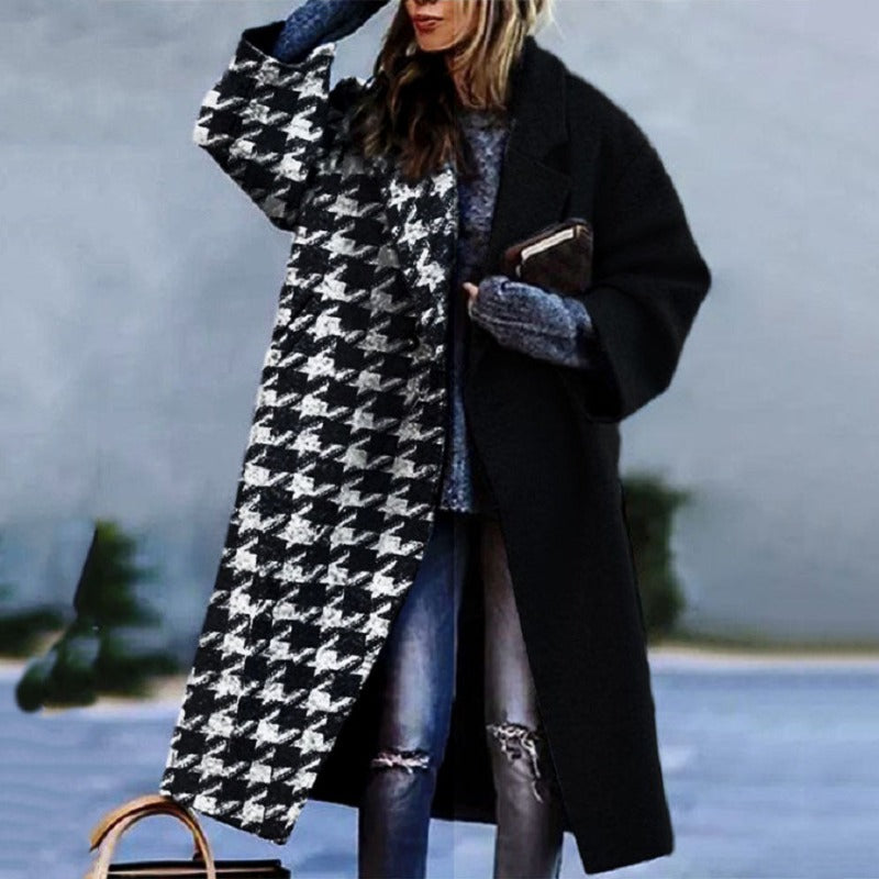 Manteau Long Oversized en Laine | Style Color Block pour Chaleur Hivernale
