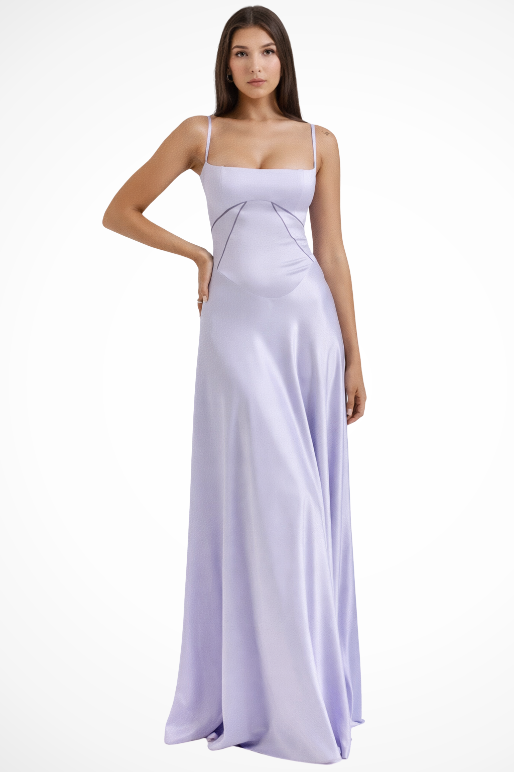 Robe de Soirée Satinée Longue | Bustier Structuré Élégant
