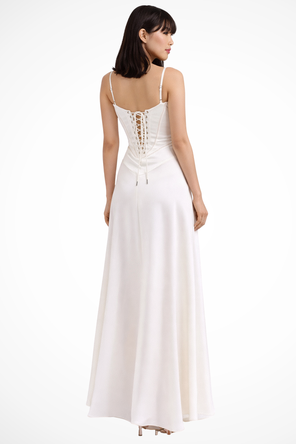 Robe de Soirée Satinée Longue | Bustier Structuré Élégant