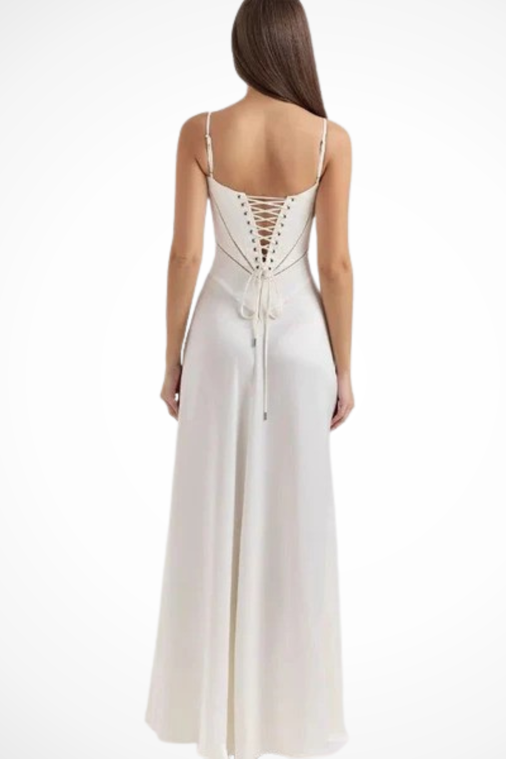 Robe de Soirée Satinée Longue | Bustier Structuré Élégant