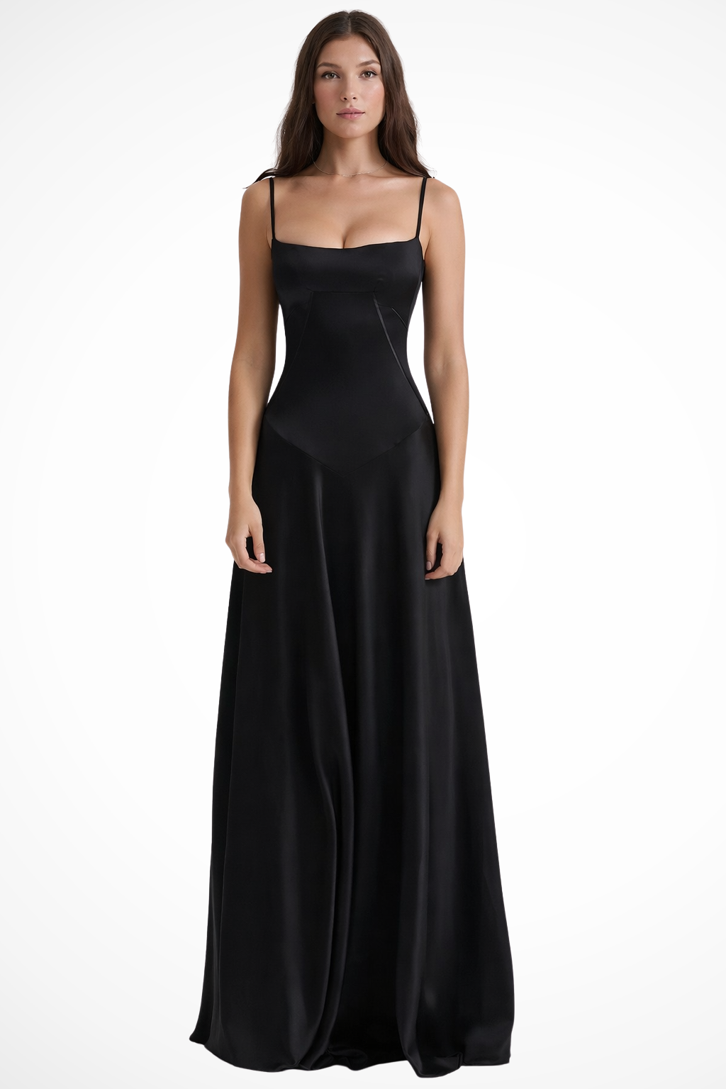 Robe de Soirée Satinée Longue | Bustier Structuré Élégant