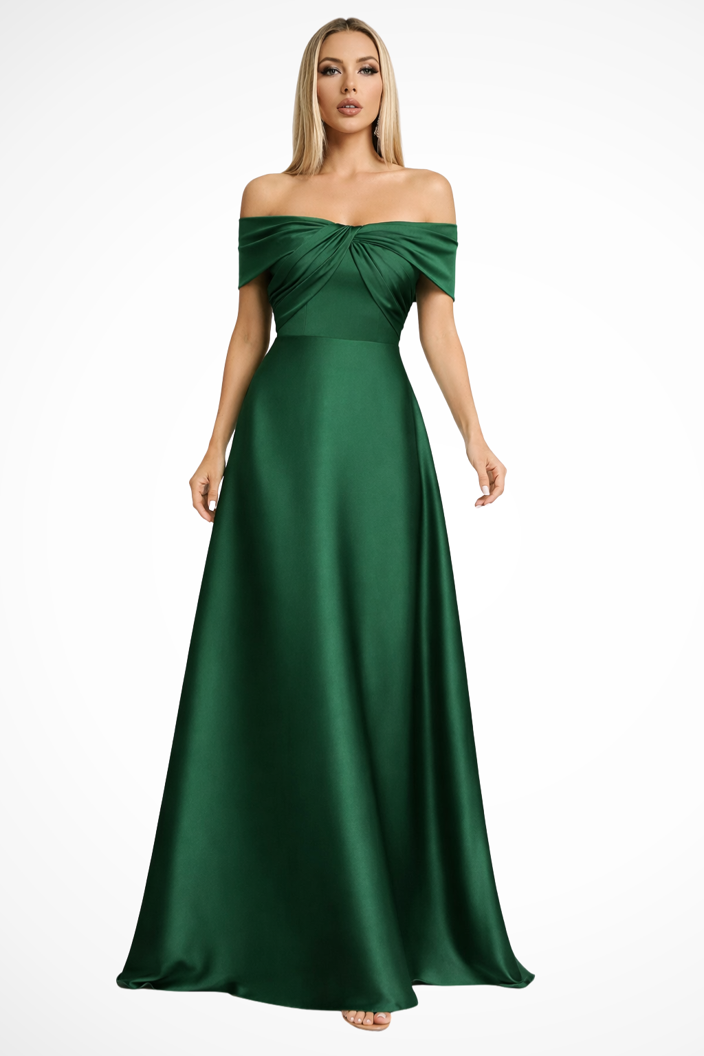 Robe de Mariage Satinée Maxi | Élégante et Décolleté Off-Shoulder
