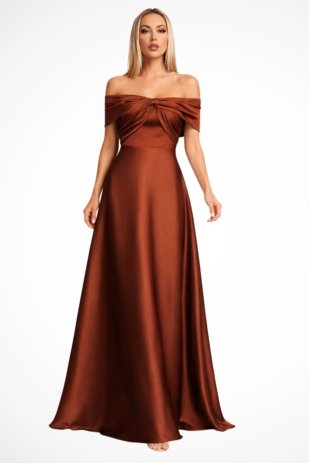 Robe de Mariage Satinée Maxi | Élégante et Décolleté Off-Shoulder