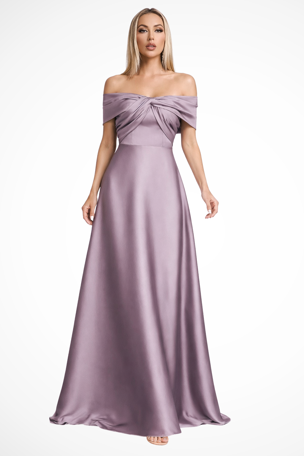 Robe de Mariage Satinée Maxi | Élégante et Décolleté Off-Shoulder