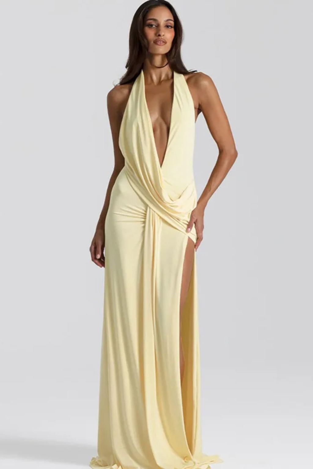 Robe Maxi Élégante pour Femmes | Fente Haute et Dos Nu