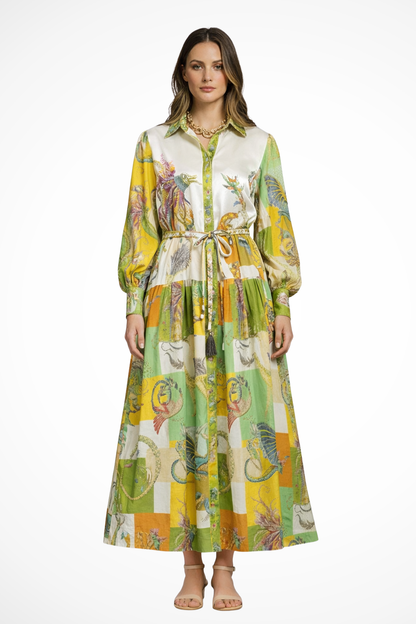 Robe Longue Imprimée Femme | Élégante et Ajustable