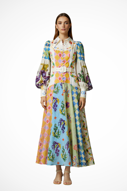 Robe Longue Imprimée Femme | Élégante et Ajustable