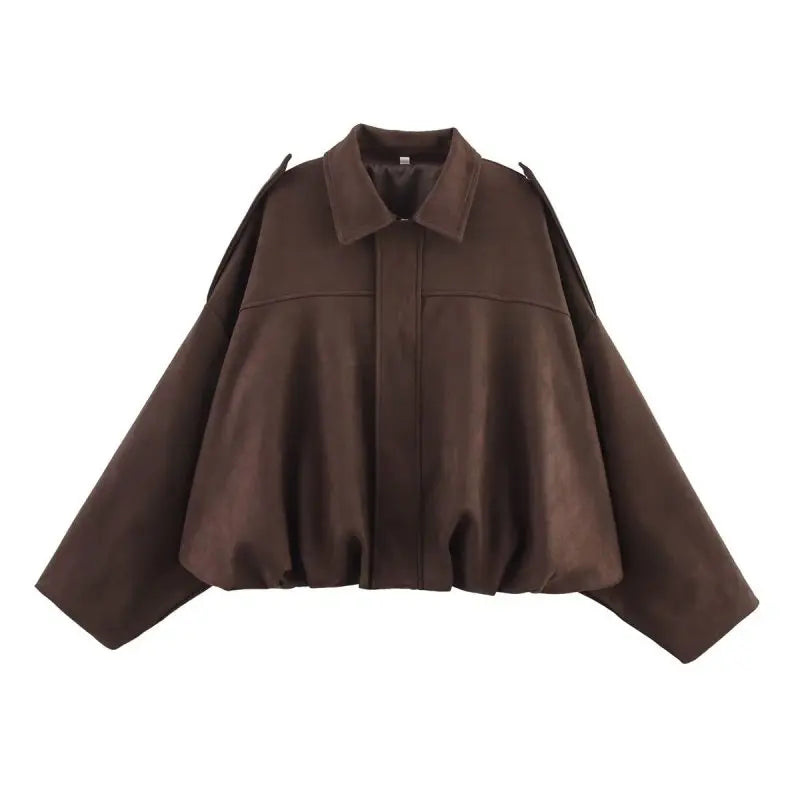Veste Bomber en Suède pour Femme | Coupe Ample et Manches Longues