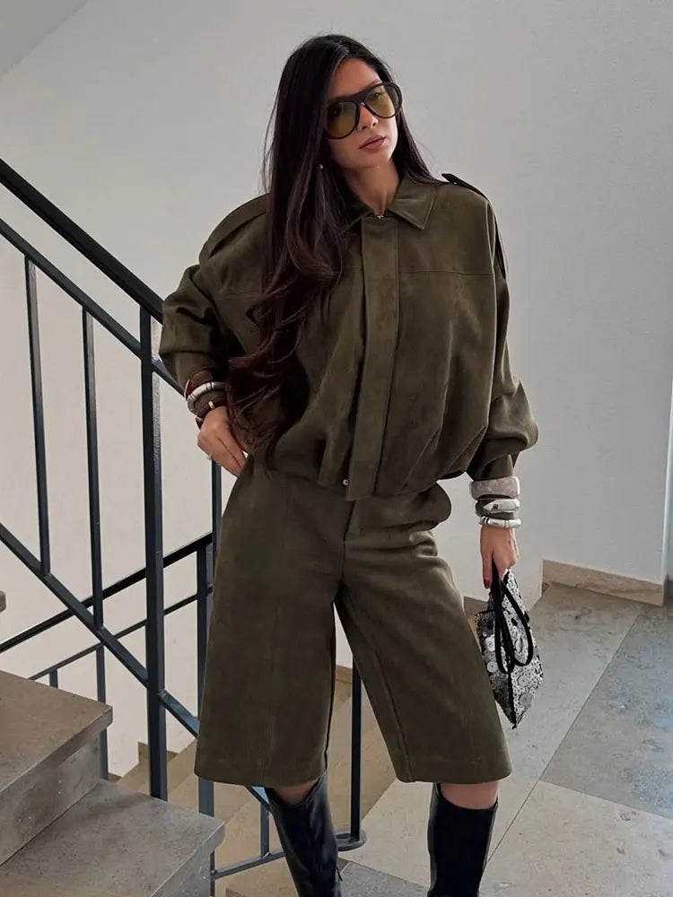 Veste Bomber en Suède pour Femme | Coupe Ample et Manches Longues