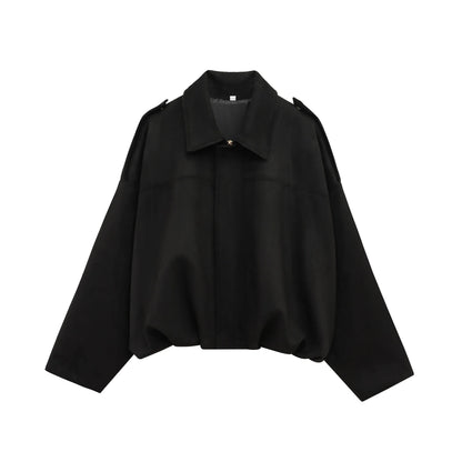 Veste Bomber en Suède pour Femme | Coupe Ample et Manches Longues