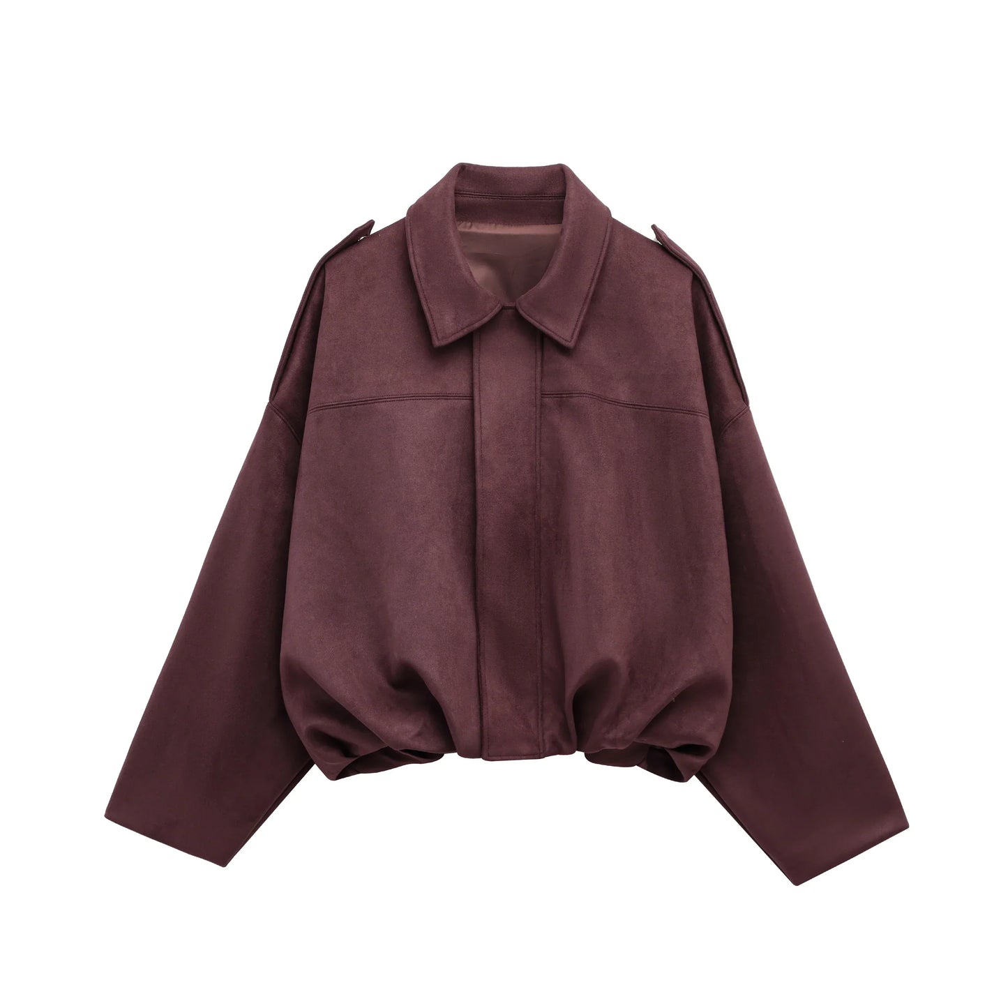 Veste Bomber en Suède pour Femme | Coupe Ample et Manches Longues