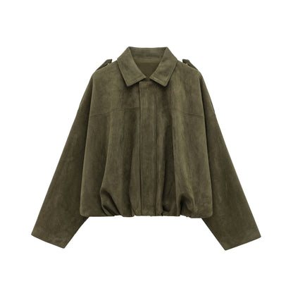 Veste Bomber en Suède pour Femmes | Style Vintage et Confort Ample
