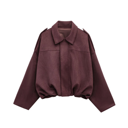 Veste Bomber en Suède pour Femmes | Style Vintage et Confort Ample