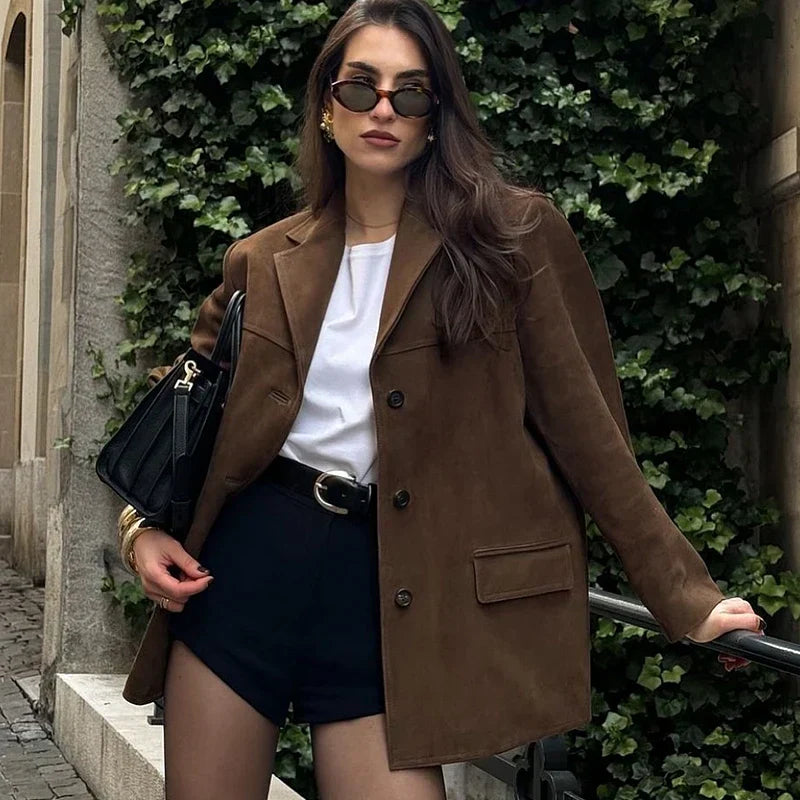 Veste en Suède Marron pour Femmes | Style Vintage et Confort Doux